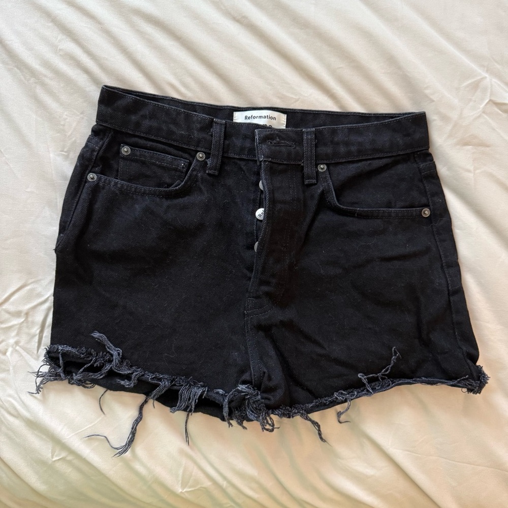 Reformation Black Jean Shorts